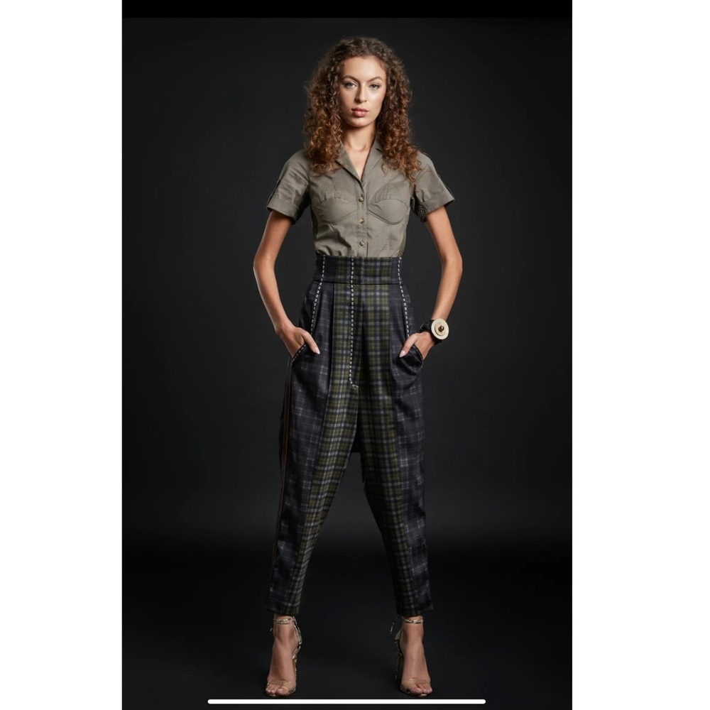 Byron Lars Black and Green Corsette Trouser